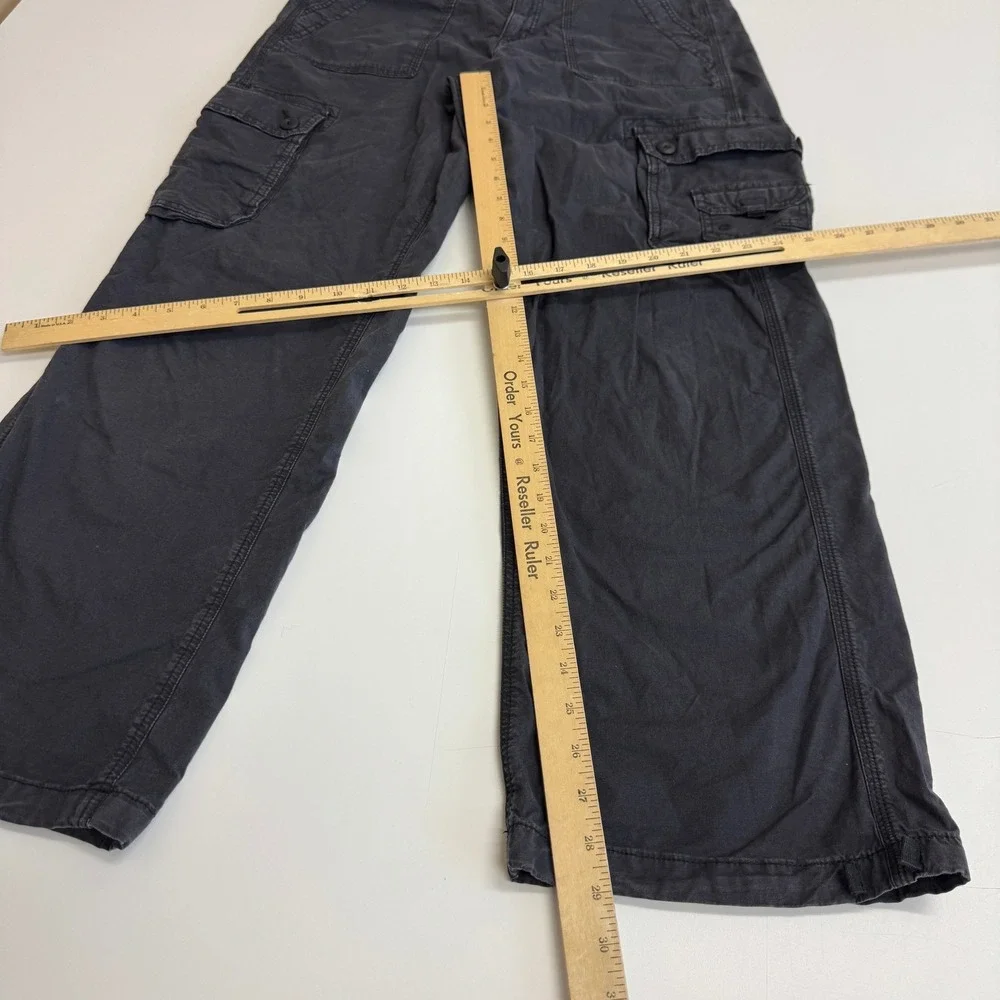 American Eagle Pants Womens 8 Black Cargo Stretch Wide Leg Y2K Utility Gorpcore - Picture 8 of 10